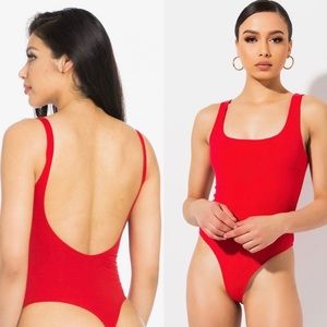 Red Low-back Scoop Bodysuit